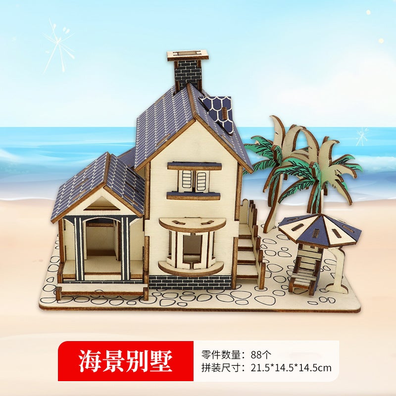 Three-Dimensional Puzzle 3D Wooden Assembled Model Ferris Wheel Children'S Girl Puzzle Handmade Diy Gift - Image 1